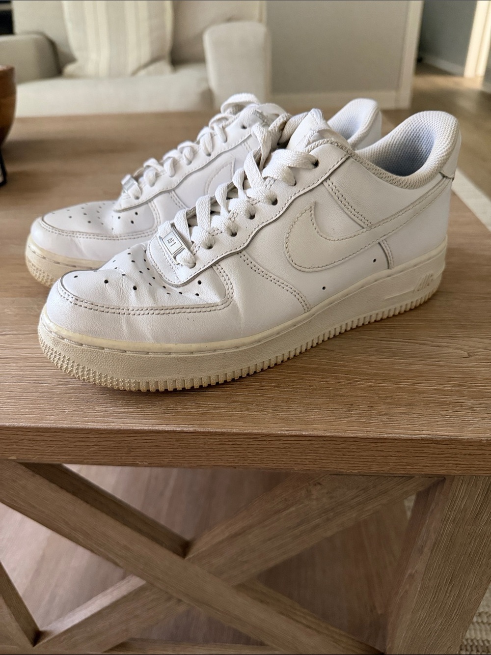 Nike AF1 Low-Top White Leather Sneakers size 7.5